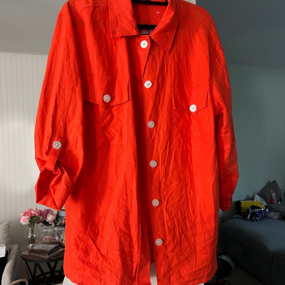 Bright Orange Button-Up Shirt